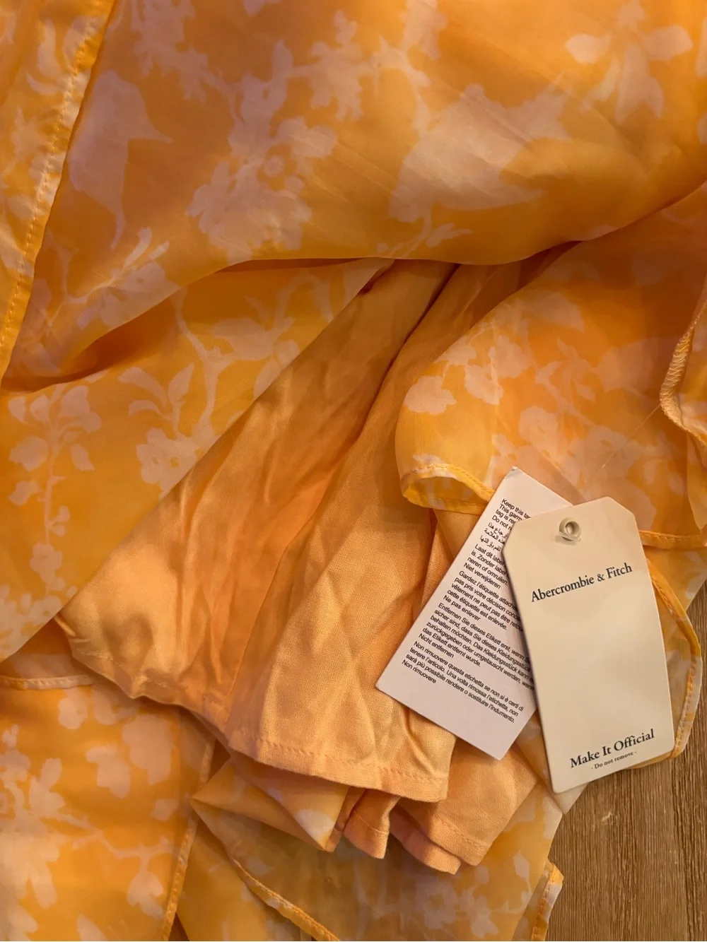 Abercrombie & Fitch Drama Ruffle Floral Maxi Dress XS NWT Yellow Orange White
